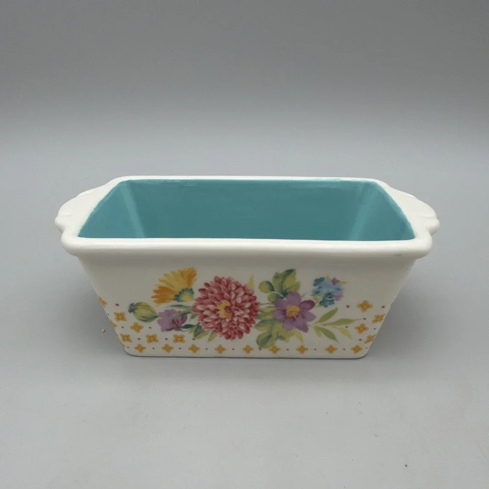 The Pioneer Woman Blooming Bouquet Mini Loaf Pan Blue Floral EUC